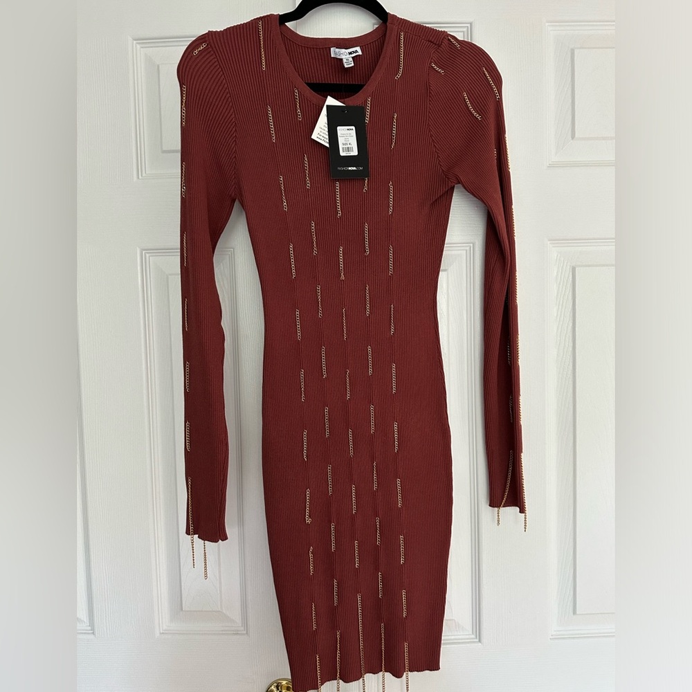 New with tags sweater dress with chains fashion nova
